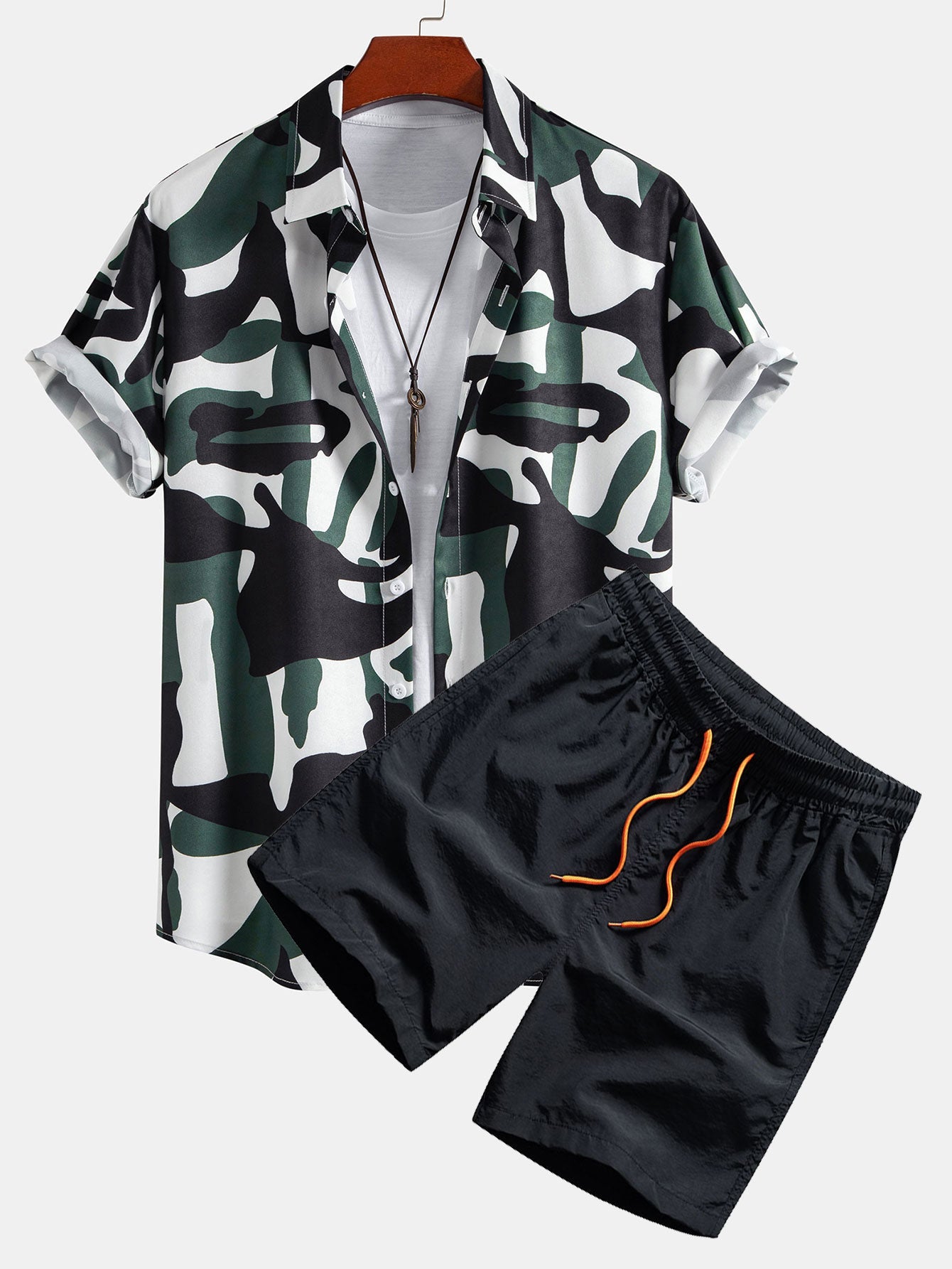 Ensemble Améline — chemise à imprimé color block & short de bain