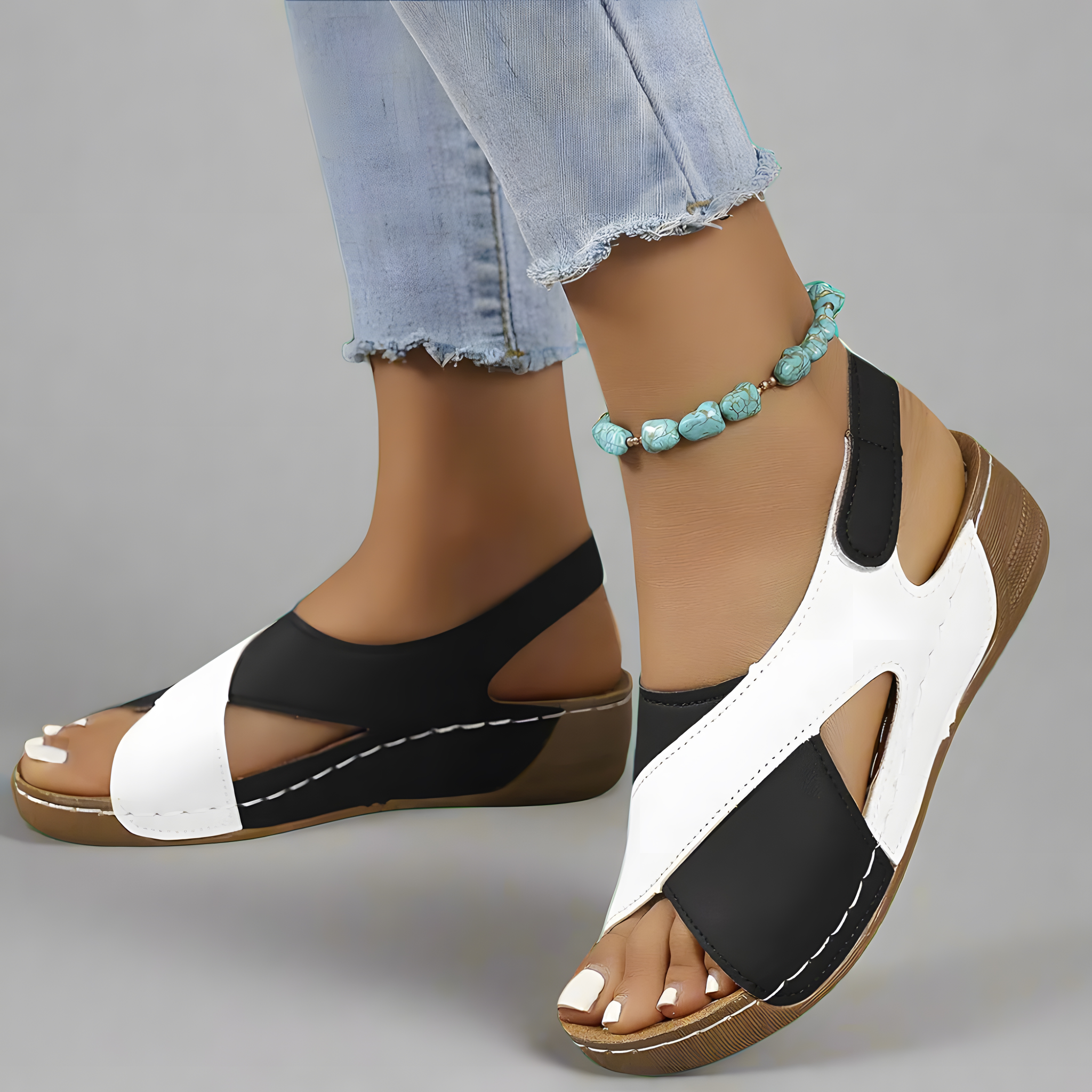 Aude | Sandales orthopédiques femme colorblock Noir