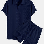 Ensemble — polo jacquard à losanges géométriques & short