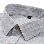 Chemise boutonnée en lin rayé à manches longues