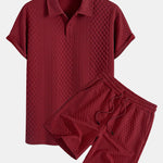 Ensemble — polo jacquard à losanges géométriques & short