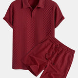 Ensemble — polo jacquard à losanges géométriques & short