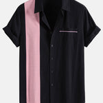 Chemise boutonnée en lin contrastant