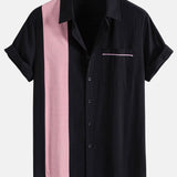 Chemise boutonnée en lin contrastant