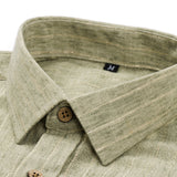 Chemise boutonnée en lin rayé à manches longues