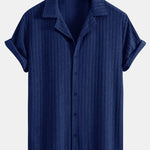 Ensemble — chemise cubaine en éponge rayée & short en éponge rayé
