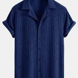 Ensemble — chemise cubaine en éponge rayée & short en éponge rayé