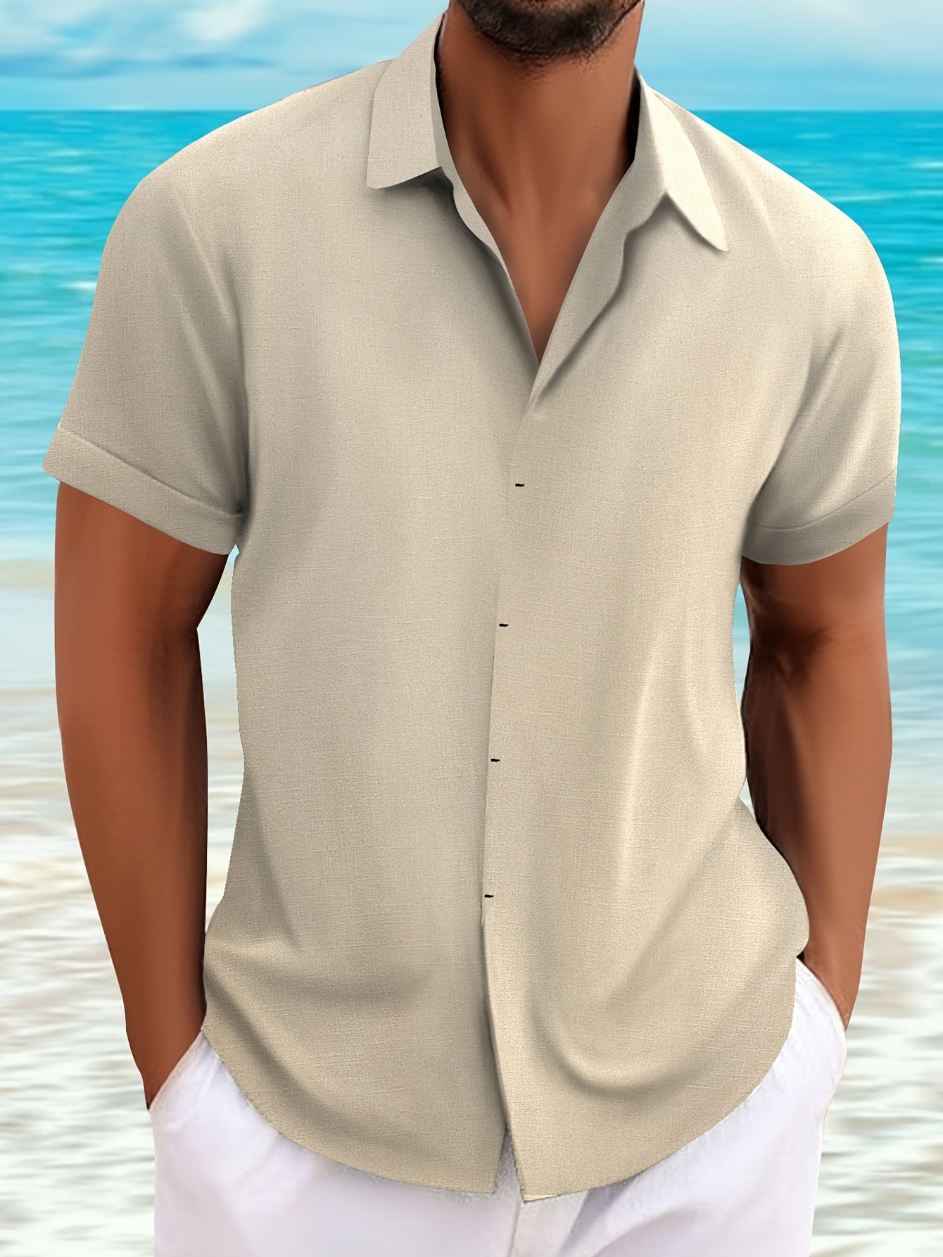 LINEN LAPEL SHIRT FOR MEN