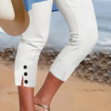 Oriane | Pantalon corsaire à fente boutonnée