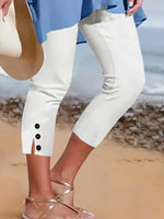 Oriane | Pantalon corsaire à fente boutonnée