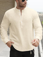 BOAT NECK COTTON SHIRT FOR MEN