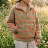 Yvonne | Pull à col zippé et imprimé fleuri