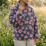 Yvonne | Pull à col zippé et imprimé fleuri