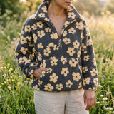 Yvonne | Pull à col zippé et imprimé fleuri