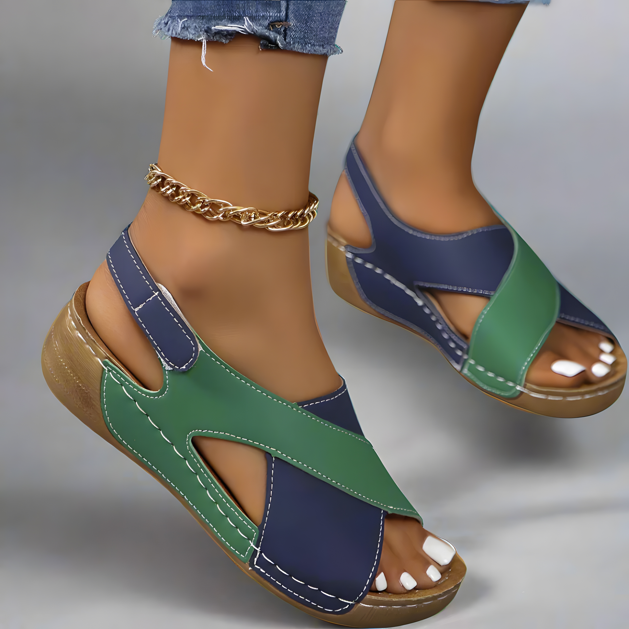 Aude | Sandales orthopédiques femme colorblock Vert