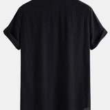 Chemise boutonnée en lin contrastant