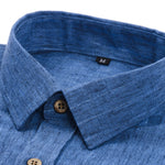 Chemise boutonnée en lin rayé à manches longues
