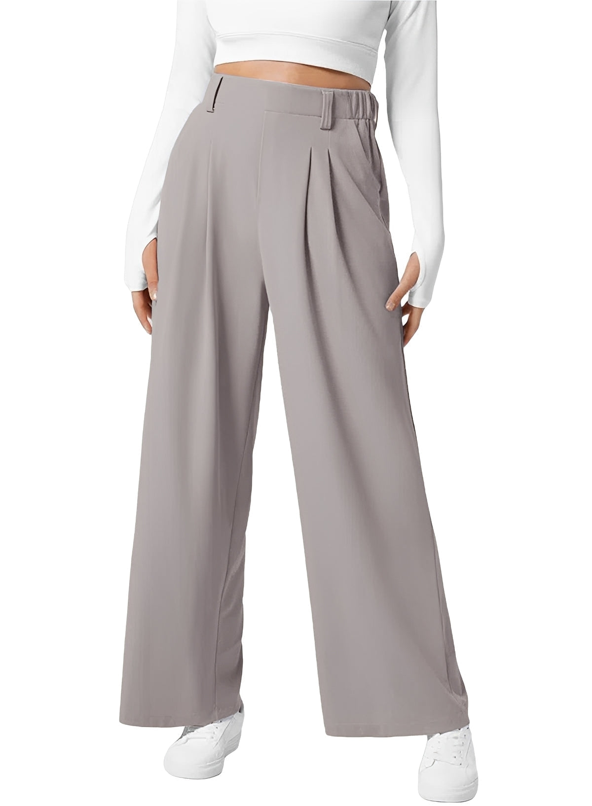 Kyla | Pantalon large décontracté Gris, photo studio