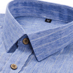 Chemise boutonnée en lin rayé à manches longues