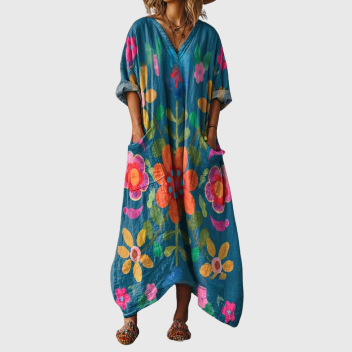 Robe longue à imprimé coloré