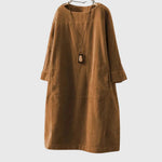 Grace — Robe Midi en Velours Côtelé Détendue