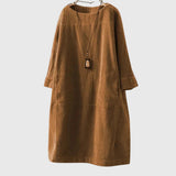 Grace — Robe Midi en Velours Côtelé Détendue