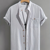 CREW NECK BUTTON SHIRT FOR MEN