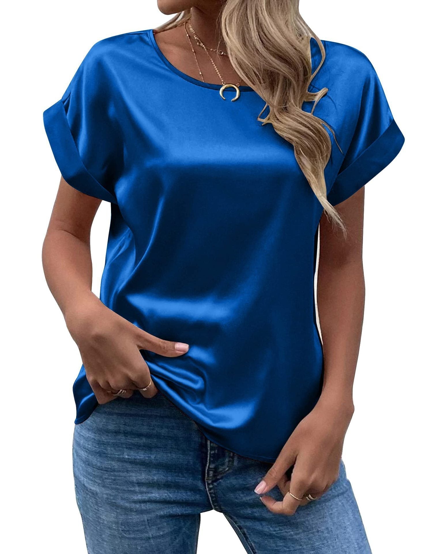 Émeline | Blouse classique et tendance Bleu, photo studio