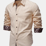 Chemise en lin à imprimé paisley contrastant