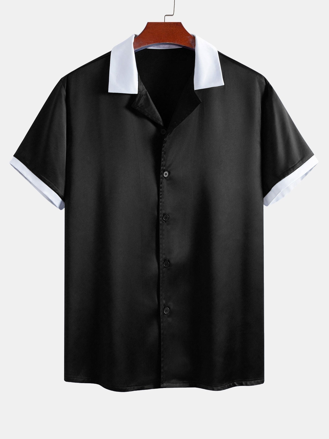 Ensemble — chemise en satin contrastant & short en satin contrastant