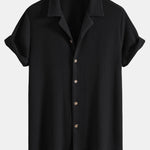 Ensemble — chemise cubaine texturée gaufrée & pantalon en lin à jambe droite