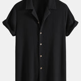 Ensemble — chemise cubaine texturée gaufrée & pantalon en lin à jambe droite