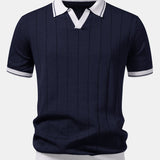Ensemble — polo côtelé en maille à col Johnny et bordure contrastante & short chino