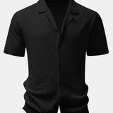 Ensemble — chemise en maille ajourée zigzag & pantalon en lin à jambe droite