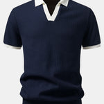 Ensemble Capucine — polo gaufré en maille contrastante à col Johnny & short gaufré en maille à cordon