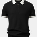 Ensemble Améline — polo zippé en maille contrastante & pantalon fuselé coupe slim