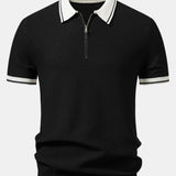 Ensemble Améline — polo zippé en maille contrastante & pantalon fuselé coupe slim