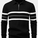 Ensemble — polo côtelé zippé en maille rayée & pantalon fuselé coupe slim