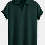 Ensemble — polo côtelé à col V et manches courtes & pantalon côtelé à jambe droite