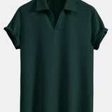Ensemble — polo côtelé à col V et manches courtes & pantalon côtelé à jambe droite