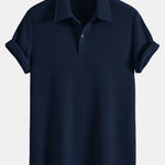 Ensemble — polo gaufré à manches courtes & pantalon en lin à jambe droite