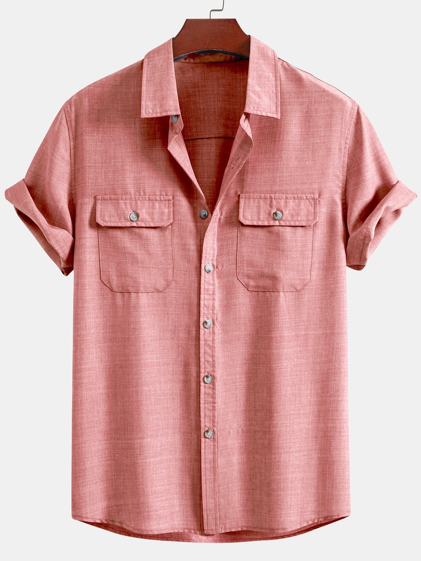 Ensemble Améline — chemise texturée à deux poches & pantalon en lin à jambe droite