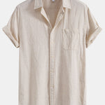 Chemise boutonnée en lin à poche