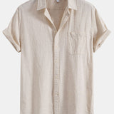 Chemise boutonnée en lin à poche