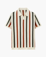 Multicolour Vertical Stripe Pointelle Knit Polo