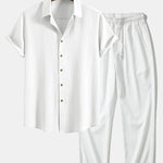 Ensemble — chemise texturée froissée & pantalon à jambe droite