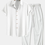 Ensemble — chemise texturée froissée & pantalon à jambe droite