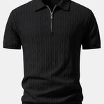 Ensemble — polo zippé en maille jacquard torsadé & pantalon fuselé coupe slim