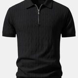 Ensemble — polo zippé en maille jacquard torsadé & pantalon fuselé coupe slim