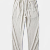 Ensemble Améline — chemise en lin et viscose & pantalon en lin rayé à jambe droite
